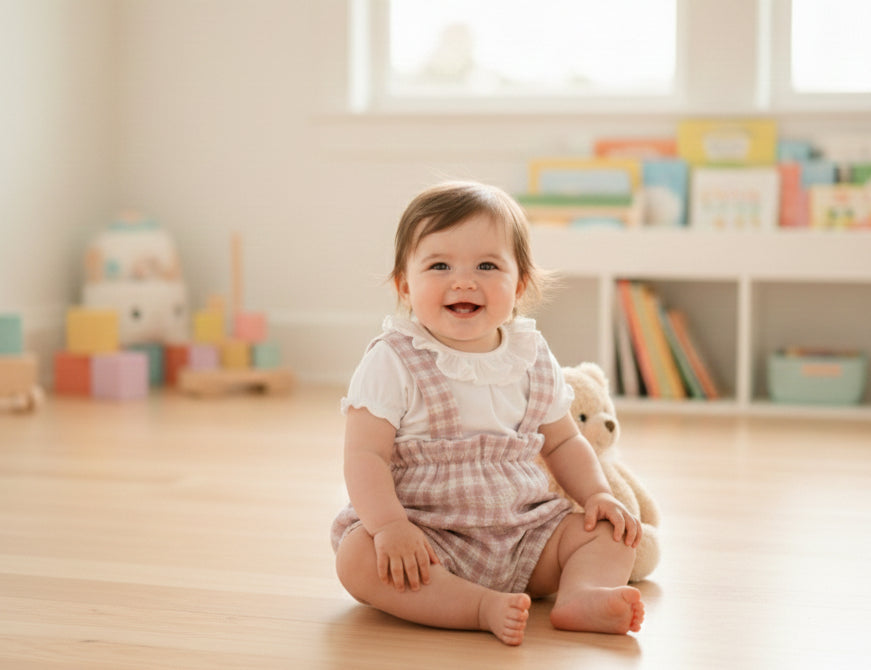 Gingham Baby Girl Romper & Tee image 0
