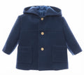 Classic Navy Wool-Blend Hooded Coat