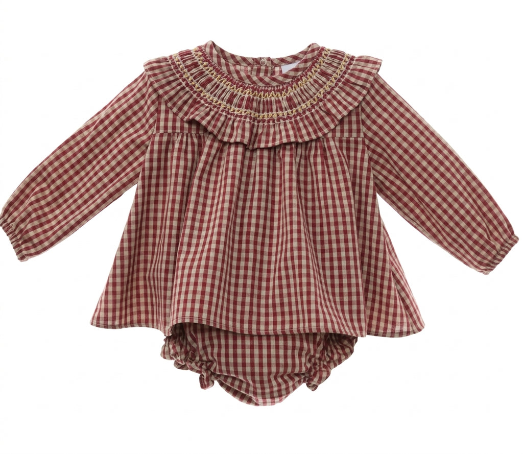 Gingham Smocked Statement Set