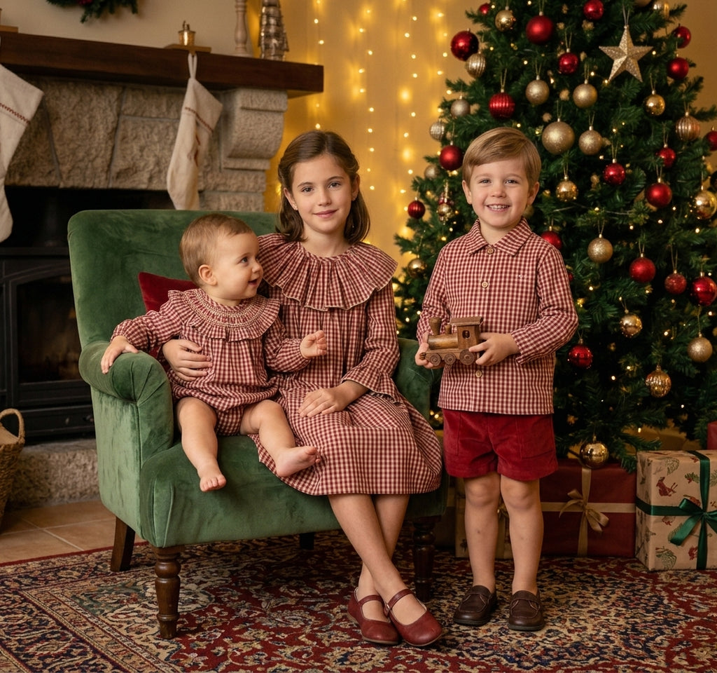 Gingham Smocked Statement Set