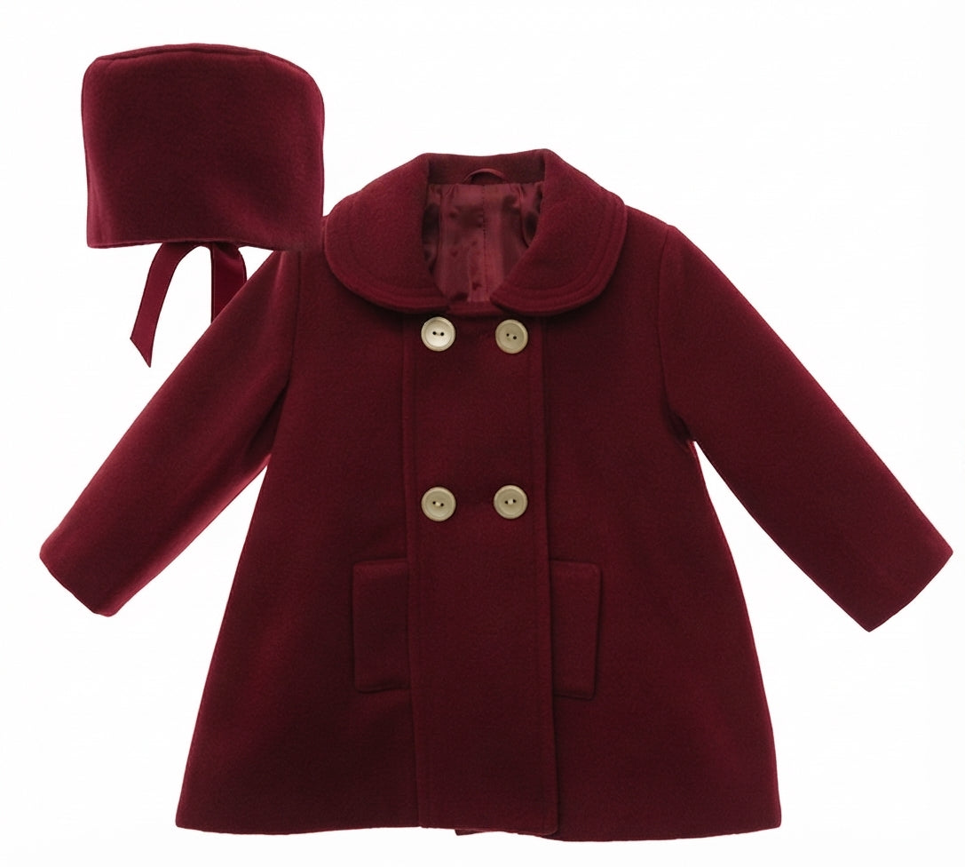 Classic Wool-Blend Coat & Bonnet Set