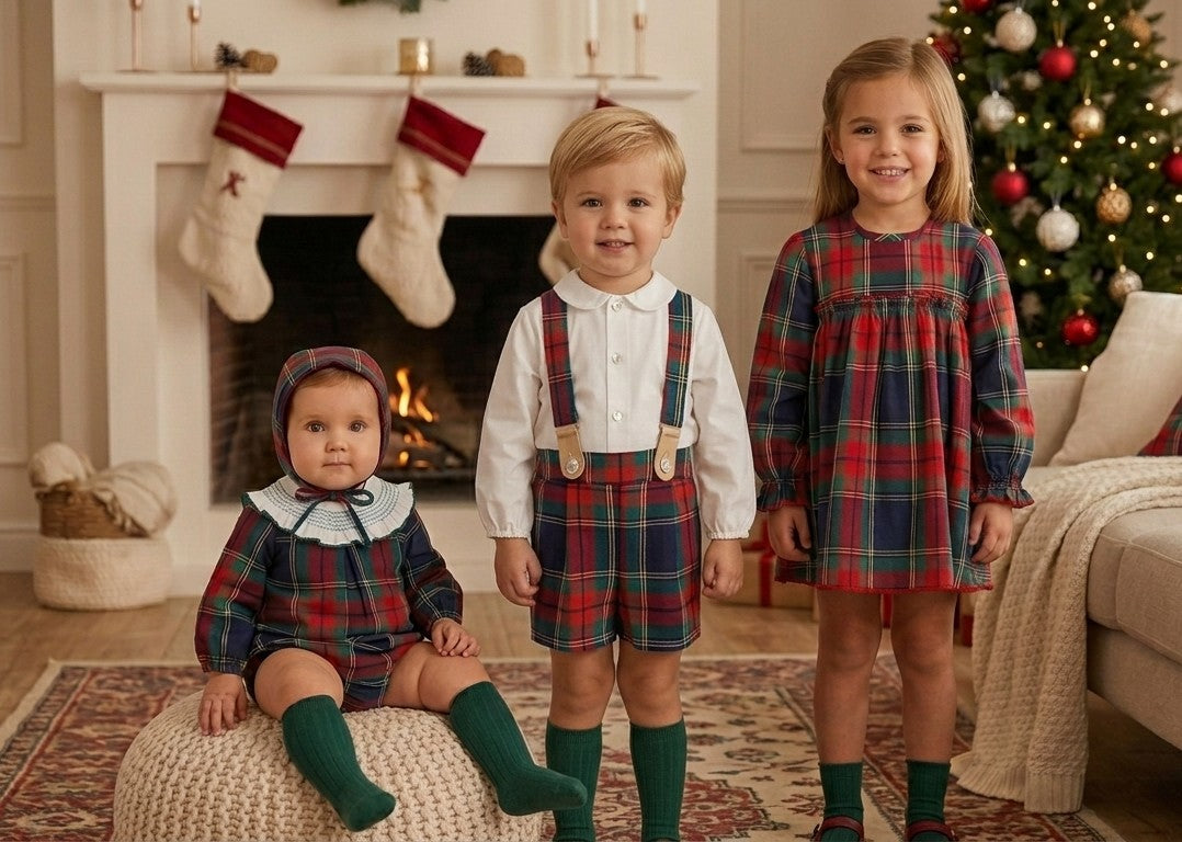 Plaid Suspender Set