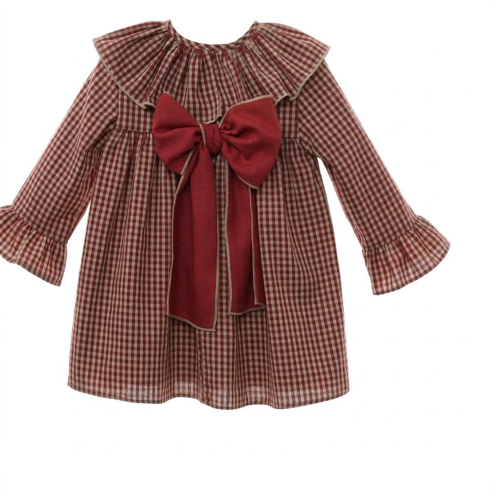 Gingham Statement Dress With Bow