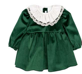 Green Velvet Dress With Lace Collar